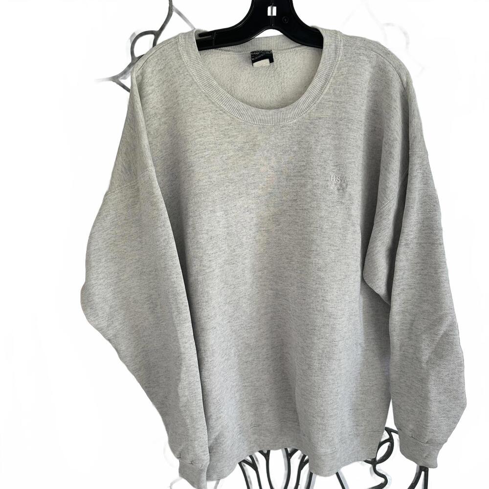 Vintage USA Olympic Cotton Blend Crewneck Light Grey Sweatshirt - 2XL